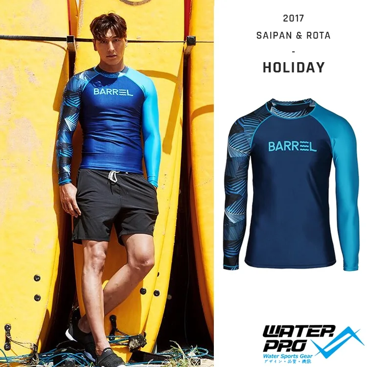 

BARREL Men Odd Rashguard Navy Leaf Hexagon Aqua Blue