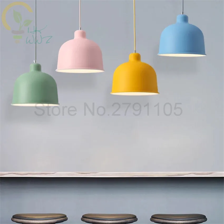 

Modern 7 Colour Suspension Lamp Nordic Macaroon Industrial Lighting Restaurant Cafe Pendant Lights Bedroom Aisle Pendant Lamps