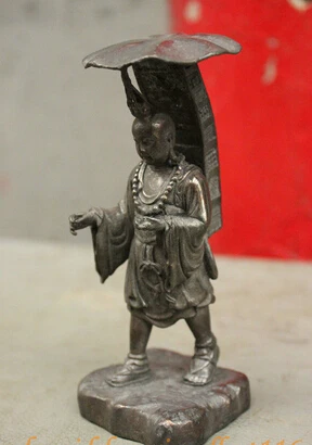 

bi003644 China Buddhism Old Pure Bronze Tang Seng Sanzang Monk Kshitigarbha Buddha Statue