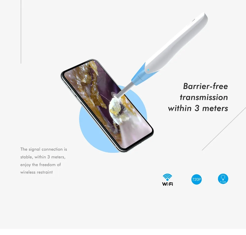 Перезаряжаемая HD Wifi медицинская Беспроводная камера для чистки ушей IOS Android эндоскоп оральный стоматологический инструмент визуальная Ушная ложка отоскоп