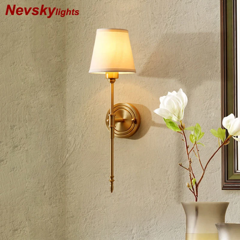 

American Vintage Style Wall Lamp Indoor arandela LED Modern Bedside Lamps for Bedroom E14 Lights Fixtures Classic copper Sconce