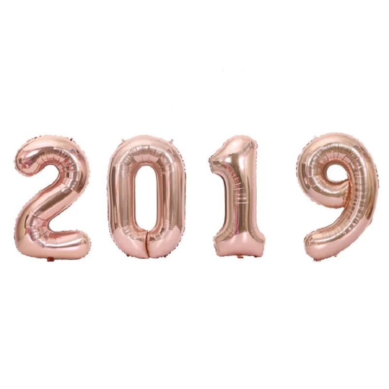 40 дюймов 2019 шары с новым годом Золотая/серебряная фольга гелиевые рождественские