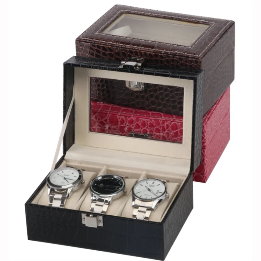 

3 Grids Handmade Watch Box Clock Box Time Box Watch Case for Watch Holding