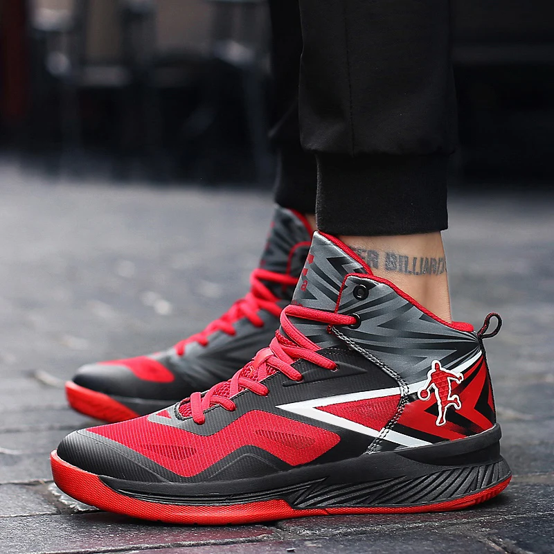 

Mens Brand Sneaker Shoes Men Cool Basketball High Top Shoes Men Quality Mens Sneakers For Basketball Sport Shoe Leather Black