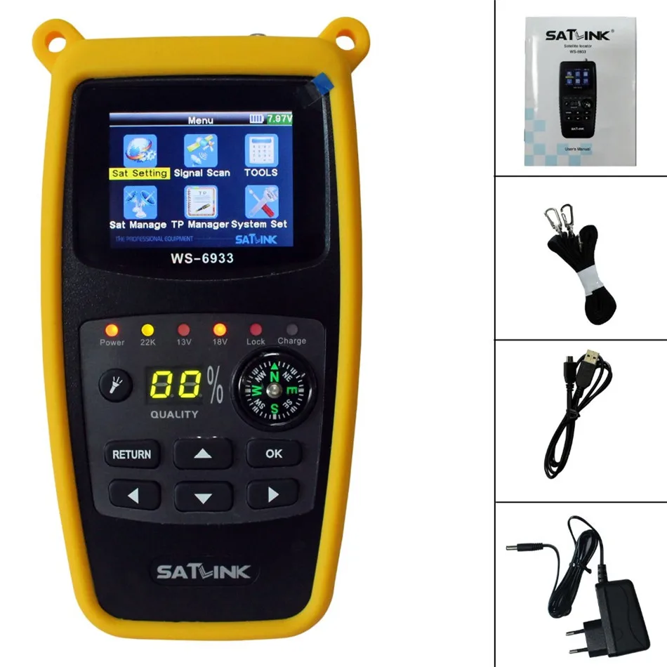 

2017 High Quality Satlink WS-6933 DVB-S2 FTA C&KU Band Satellite Finder Meter satlink 6933 WS6933 with 2.1 Inch LCD Display