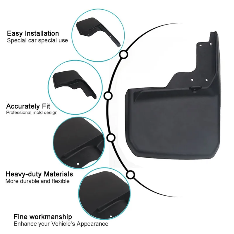 4x Front Rear Mud Flaps For Jeep Wrangler JK Sport X Sahara Rubicon Unlimited  2007 - 2017 Mudguards Splash Guards WISENGEAR (7)
