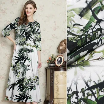 

Digital inkjet silk linen fabric wide silk fabric for dress breathable shirt dress linen fabric natural linen fabric cloth