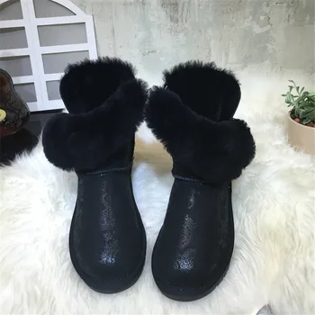 

Fashion New Arrival Real Sheepskin 2018 Woman Winter Classic Snow Boots Genuine Sheepskin Women Boots Top Quality Women's