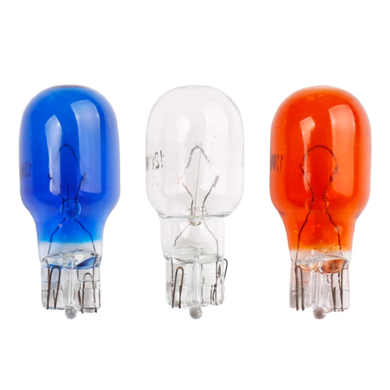 100pcs T15 W16W 12V 18W clear glass warm white Amber blue car bulb halogen lamp Interior light clearance lights automotive  (1)