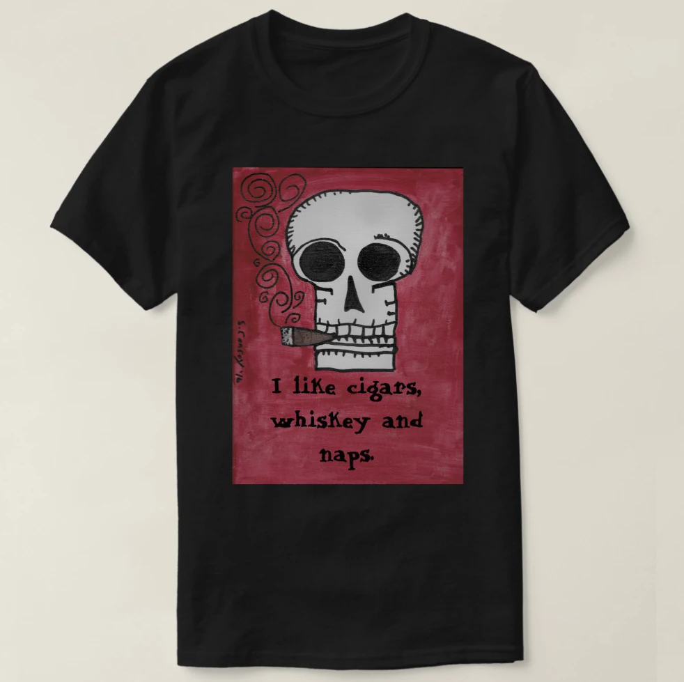 Мужская футболка с принтом хлопковая коротким рукавом I like cigars _ whiskey and naps женская