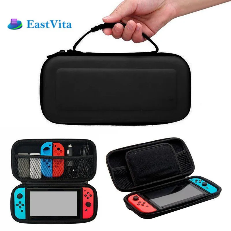

EastVita Portable Hard Protective Handle Carry Case Cover Zipper Protective Shell For Nintend Switch Black, Red, Blue r29
