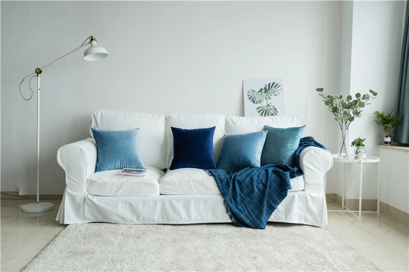 Модная бархатная наволочка для подушки, супер мягкая однотонная декоративная подушка для дивана, домашняя прикроватная наволочка, 4 размера, 1 шт