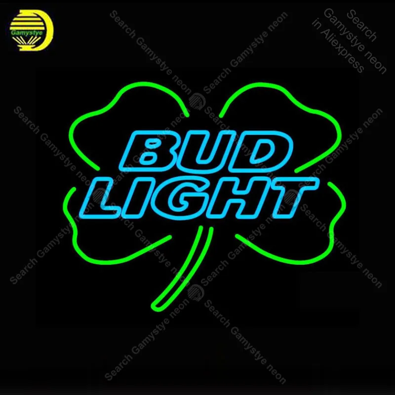 

NEON SIGN For Budlight Shamrock NEON Bulbs Sign Lamp GLASS Tube Decorate Beer Bar Room Handcraft Artwork Advertise neon light