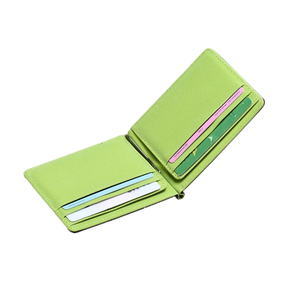 Кожаный мужской кошелек с зажимом для денег, однотонные мужские кошельки с дизайнерским зажимом, держатель для денег, чехлы для карт, зажим для карт, para# H35 - Цвет: Green