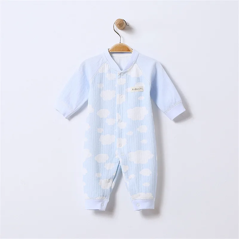 

Jumpsuits Buttons-Up 100% Cotton Long-Sleeves Cute Absorbent Breathable Coveralls 3-9 Months