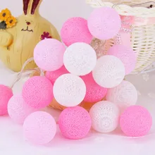 20 Led Pink Cotton Ball Holiday Decoration Light  LED String Light Fairy Garlands Christmas Ramadan Wedding Party Bedroom JQ0