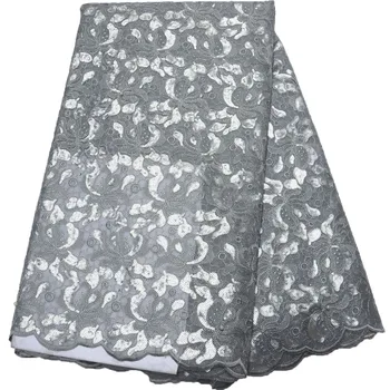 

Latest Net French Lace Material High Quality Net African Lace Fabric With Sequins for wedding dress HX837-1