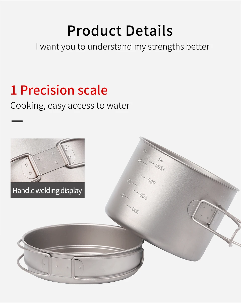 Portátil e Multi-função Acampamento ao ar Tiartisan Puro Cozinhar Pote Conjunto Dobrável Livre Panelas Ta8318ti Titanium1.6l 16 Cheap Louça para ar livre