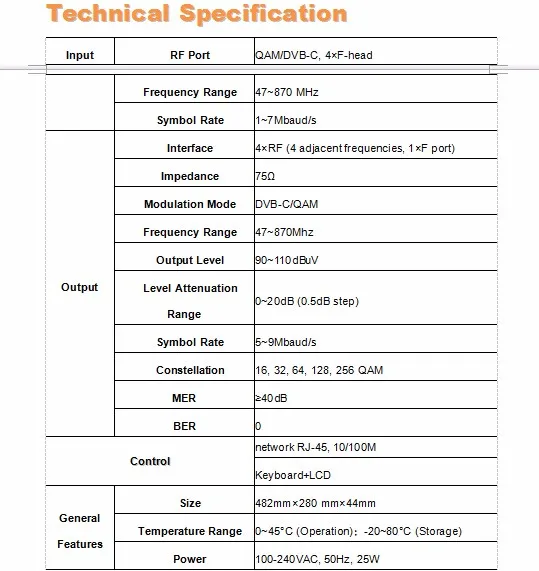 4in1 QAM к QAM трансмодулятор 4in1 QAM/DVB-C РФ в, 4in1 QAM/DVB-C РФ модулятор sc-4114