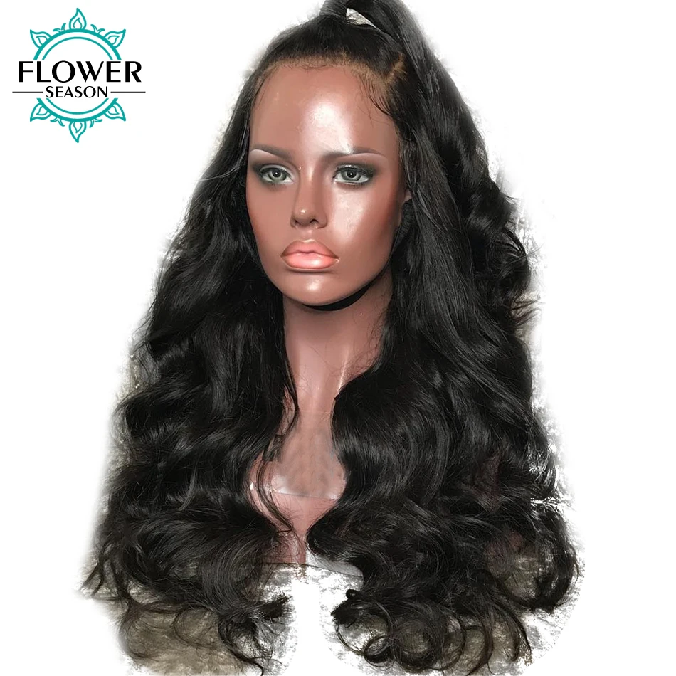 Flowerсезонные 13*6 глубокая часть волнистые волосы на фронте с детскими волосами предварительно сорванные человеческие волосы парики