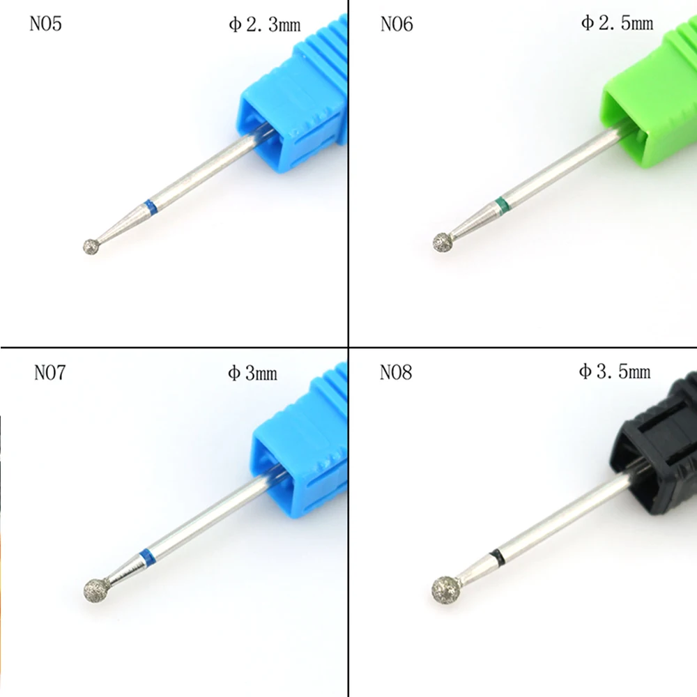 9 типов алмазного сверла для ногтей, шаровой фреза для электротехнического маникюра, шлифовальный станок для полировки, роторный заусенец, аксессуар, инструменты для очистки кутикулы
