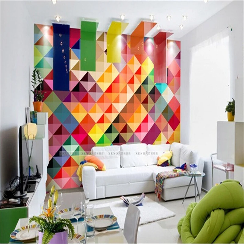 2015custom photo wallpaper Large living room sofa bedroom TV setting wall of modern art wallpaper Color grid mural wallpaper
