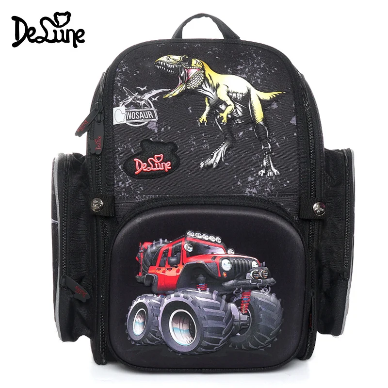 

Delune 3D Dinosaur Orthopedic School Backpack for Children Flowers Print School Bag for Girls Boy Age 7 Mochila Infantil New