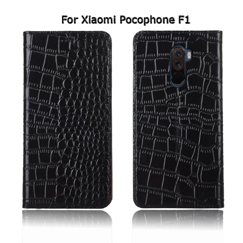 Чехол-книжка с текстурой крокодила для телефона Xiaomi Mi play/Pocophone F1 из натуральной воловьей кожи с откидной подставкой для телефона