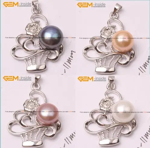 10-11mm Freshwater Pearl Pendant   White Gold Plat...