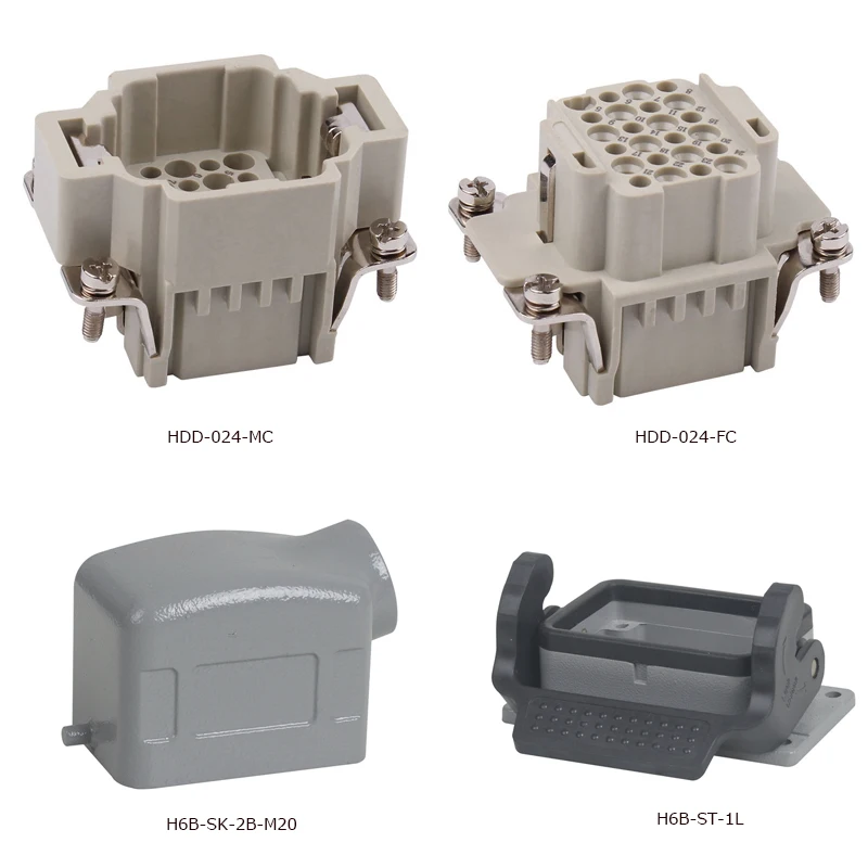 

HDD-024 24 Pins 10A heavy duty socket and plug Connector in china Polycarbonate insert hood and housing