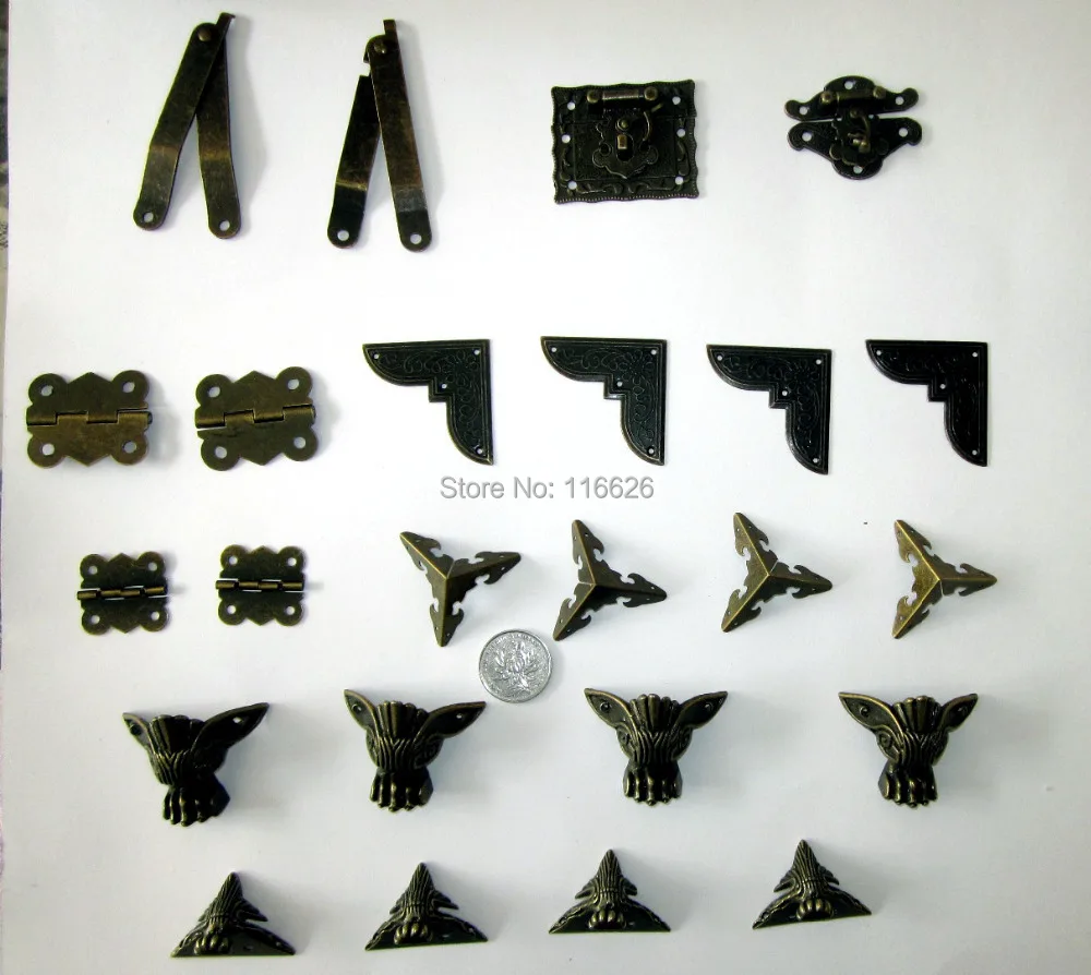 Free shipping Antique jewelry box/wooden box hardware set angle cover