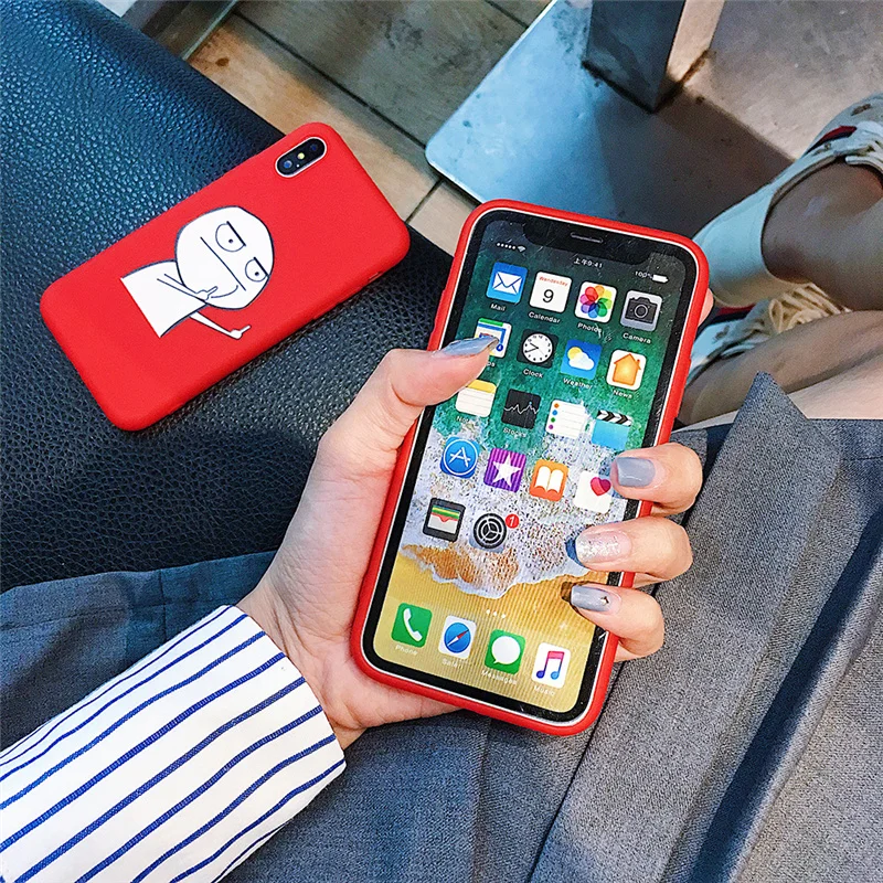 Мягкий силиконовый мультяшный чехол для телефона iPhone X XR XS Max чехлы забавная