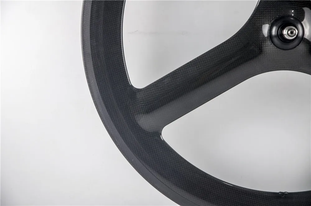 Perfect Hot sale carbon wheelset tri spoke 65mm depth 23mm width clincher 700c 3 spoke road bicycle wheel 1