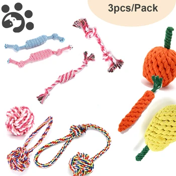 

Cotton Dog Chews Toys 3pcs Durable Rope Balls Toys for Large Dogs Teeth Clean Outdoor Knot Toy for Pets High Quality Accessorios