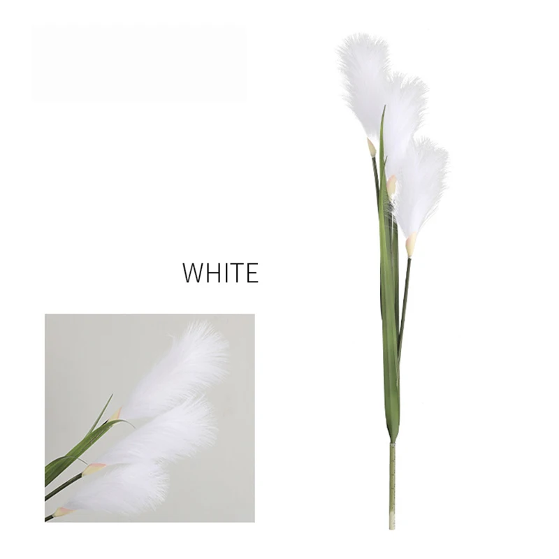 3 head white Искусственный геркон Шелковый цветок ветка моделирования растений и травы офис дома Крытый Творческий пол декоративные цветы - Цвет: 3 head white