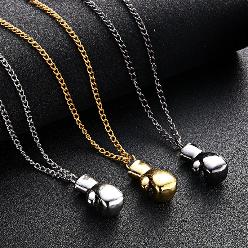 

LNRRABC 2019 New Fashion Men Boys Mini Boxing Glove Necklace Fitness Boxing Jewelry Unisex Cool Pendant free shipping