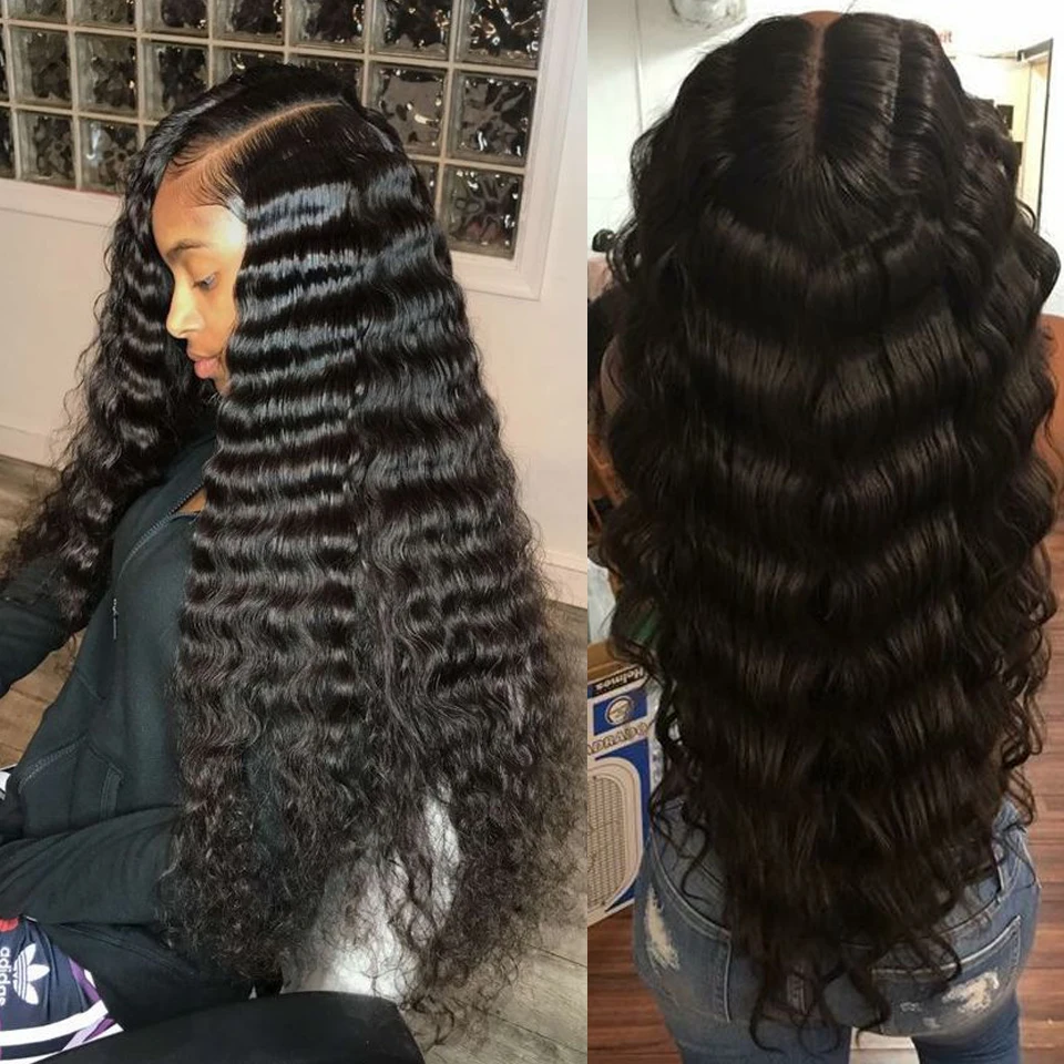 Glueless 360 парик с волосами младенца бразильские волосы remy глубокая волна кружева фронта человеческих волос парик предварительно выщипанные