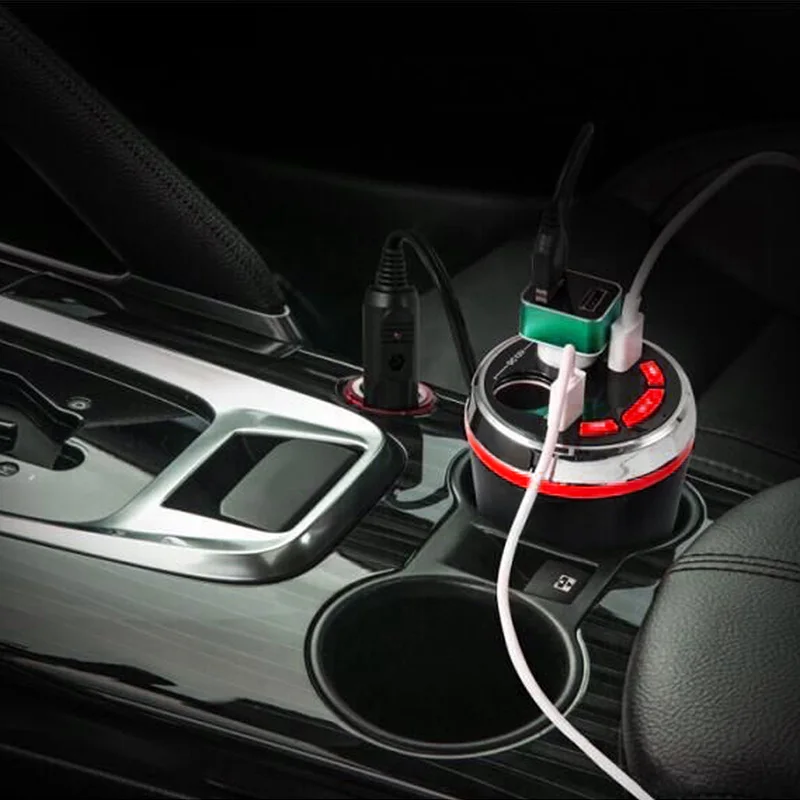 Автомобильный Bluetooth прикуриватель с двумя USB портами и FM модулятором|double cigarette