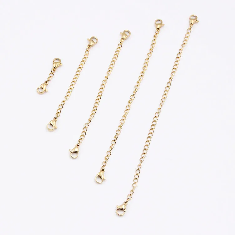 50pcs Metal Stainless Steel Extender Chains With Lobster Clasps Gold Color Necklace Extension Chain For DIY Jewelry Accessories