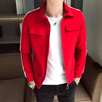 

red mens jacket Stylish casual teen men coat Slim design jackets and coats autumn new Jaqueta