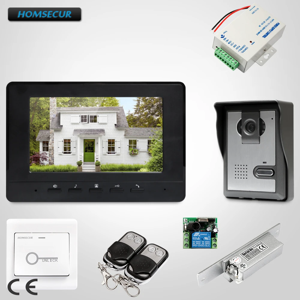 HOMSECUR 7 дюймов Видеодомофон с ИК ночным видением для дома безопасности: XC005 + XM707-B