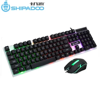 

K280 USB Wired Computer Keyboard Standard 104 Keys Ergonomic PC Keyboard with Russian Sticker Rainbow LED Backlight for Desktop