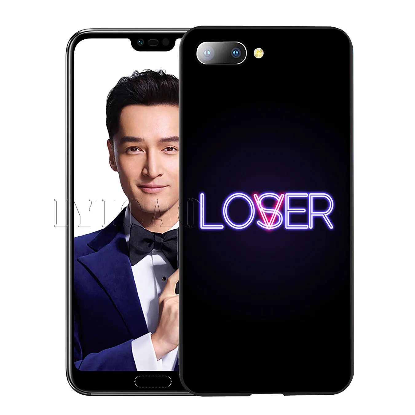 Мягкий чехол IYICAO с цветным текстом на черном фоне для Huawei Y7 Y6 Prime Y9 2018 Honor 8C 8X 8 9 10 Lite