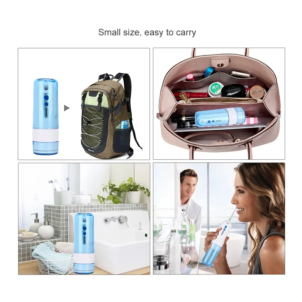Irrigador de Água Oral sem Fio com Bolsa de Viagem Ponta do Jato Portátil Água Dental Flosser Recarregável 4 Modos Nariz Limpo 200 ml 5 Usb 11 usb recarregável 4 modos nariz limpo 200 ml 5 ponta do jato
