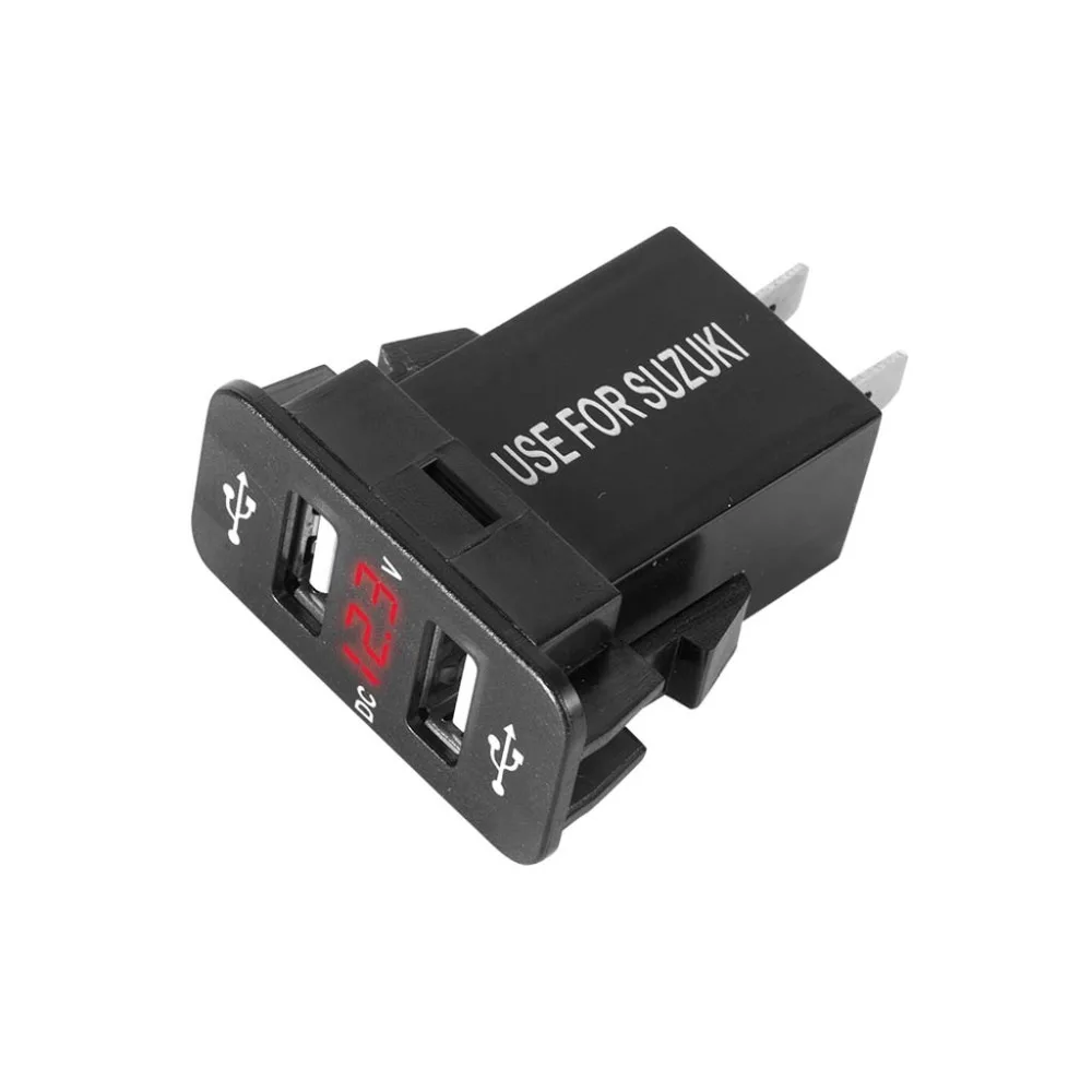 12V Dual USB Автомобильное зарядное устройство светодиодный вольтметр адаптер питания для Suzuki Toyota 40x20mm