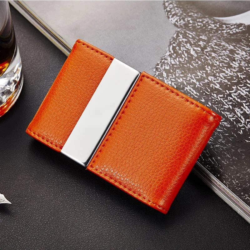 

Big Capacity Business Name Card Holder Credit Card Holder Fashion Unisex Visit Card Case Metal Wallet PU Leather Solid Steel Box
