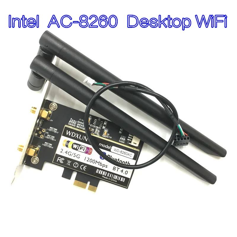 Настольный Intel8260 двухдиапазонный беспроводной AC 8260NGW 867 Мбит/с 2,4 ГГц/5 ГГц PCi-E 1x WiFi Bluetooth 4,2 адаптер