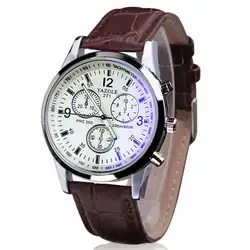 Часы Для мужчин Элитный бренд Мода кожаный ремешок Для мужчин s Blue Ray Стекло аналоговые кварцевые часы relogio masculino reloj hombre A2