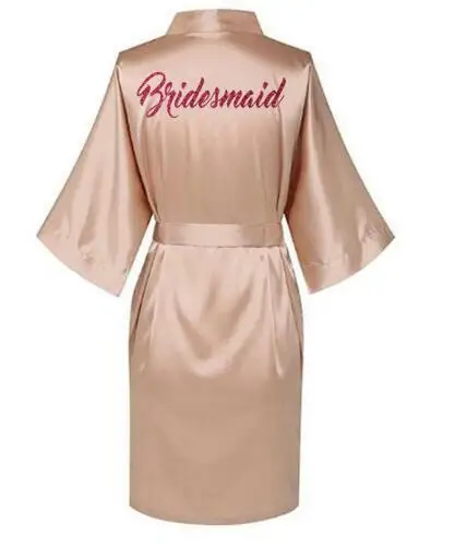 Bride Bridesmaid Red Letters Robes.Bride Robes Pajamas Bathrobe Nightgown.Women's Satin Wedding Kimono Sleepwear Get Ready Robes