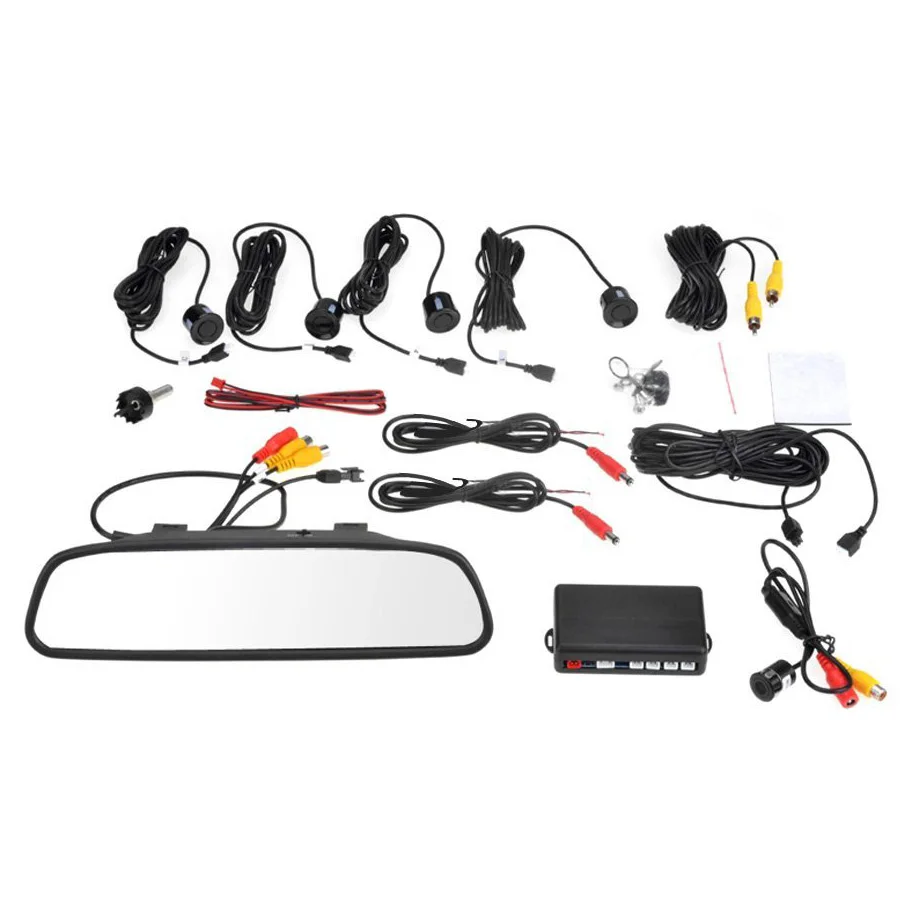 EDFY 12V 4 Parking Sensors 4 3 TFT LCD Display Camera Video Car Rearview Mirror Reverse